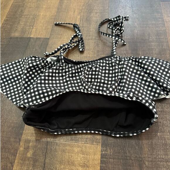 Albion Fit Kids Wave Swimsuit Top, Black Check Size Small - Picture 7 of 9
